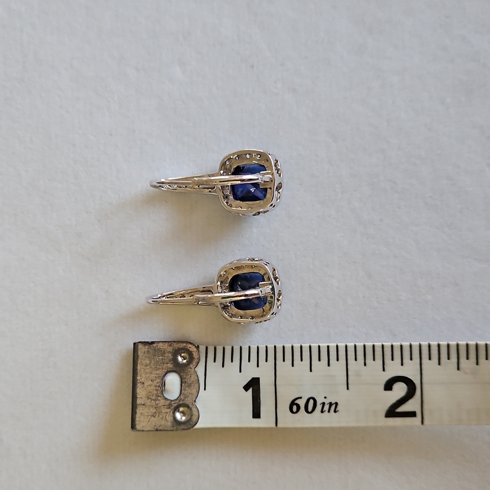 Cushion Cut Sapphire Earrings - Picture 11 of 16